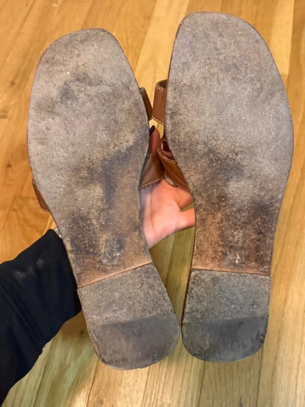 Hermes Oran Brown Leather Slide Sandals - Picture 9 of 9